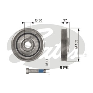 Hihnapyörä, kampiakseli, CITROËN,DS,FIAT,FORD,FORD USA,LANCIA,PEUGEOT,VOLVO, 0515.T6, 0515.V9, 0515T6, 0515V9, 1490842, 1520590, 1683820