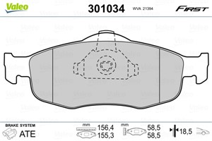 Jarrupalasarja, levyjarru, Etuakseli, FORD, 1073731, 1079347, 1095201, 1096942, 1130759, 1521326, 5029147, 6877836, 6882584, 93BB2K021EB
