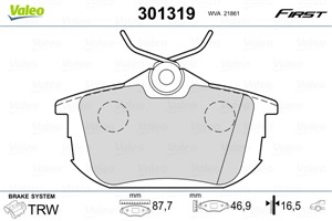 Jarrupalasarja, levyjarru, Taka-akseli, MITSUBISHI,PROTON,SMART,VOLVO, 30620770, 30623264, 30769186, 30850978.5, 308509785, 3345678, 334