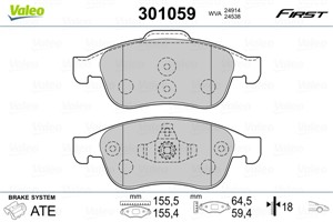 Jarrupalasarja, levyjarru, Etuakseli, DACIA,NISSAN,RENAULT, 4106000Q1L, 41060-00Q1L, 410600379R, 410605961R, 410607115R, 410608364R, 440