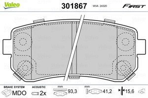 Jarrupalasarja, levyjarru, Taka-akseli, HYUNDAI CRETA, i30, i30 Kombi, ix35, KONA, KIA OPTIMA, PICANTO II, SOUL II, SPORTAGE III, 583021