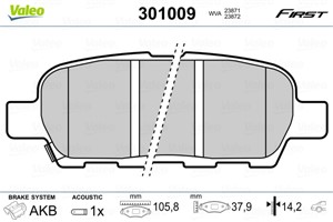 Jarrupalasarja, levyjarru, Taka-akseli, INFINITI EX, FX, G Coupé, G Sedan, M35, M45, NISSAN X-TRAIL I, 440608H385, 44060-8H385, 44060AM4