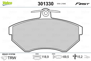 Jarrupalasarja, levyjarru, Etuakseli, SEAT,VW, 1HM698151, 1HM698151A, 6N0698151A