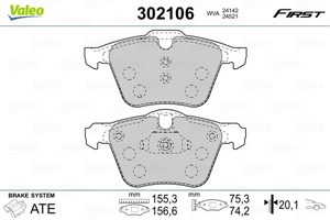 Jarrupalasarja, levyjarru, Etuakseli, FORD,VOLVO, 1405511, 1423389, 1431178, 1916761, 30736322, 30793539, 30793857, 31200229, 31347967,