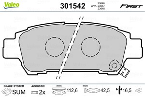 Jarrupalasarja, levyjarru, Taka-akseli, TOYOTA AVENSIS VERSO, PREVIA II, 04460-28040, 04466-28040, 04466-28070, 446028040, 446628040, 44