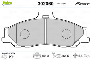 Jarrupalasarja, levyjarru, Etuakseli, FORD RANGER, MAZDA B-SERIE, BT-50 Flak/chassi, BT-50 Pick-up, 2M342001FA, 2M34-2001-FA, 3894956, 4