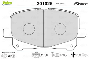Jarrupalasarja, levyjarru, Etuakseli, TOYOTA CAMRY, PREVIA II, 04465-20550, 04465-28410, 04465-28460, 04465-33130, 04465-33150, 04465-33